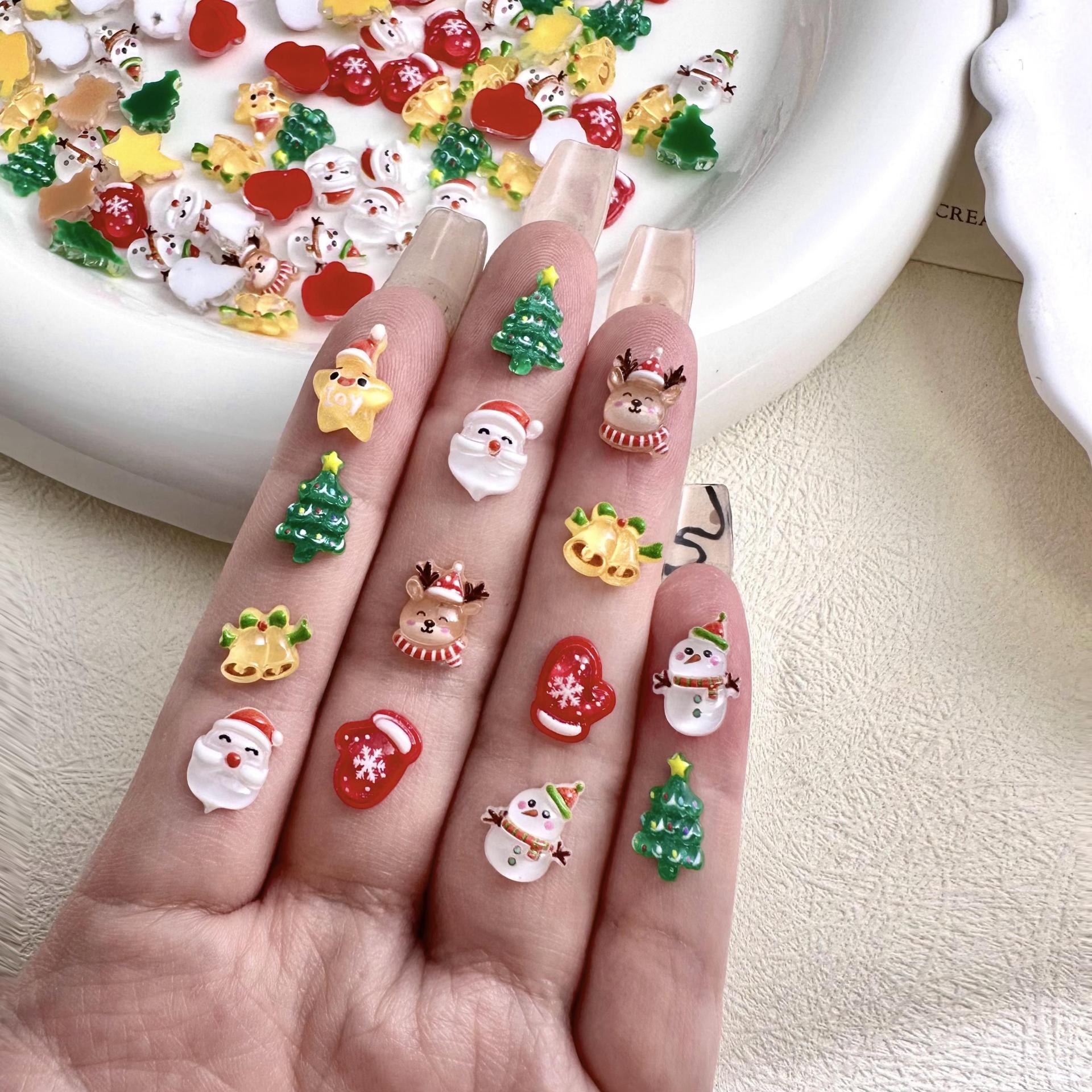 Elk Bugle Call - 10Pcs Christmas Cartoon Nails Decoration Santa