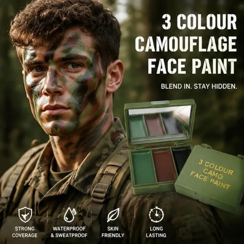 Three-Color Camouflage Face Pa - Camo Face Paint review and price