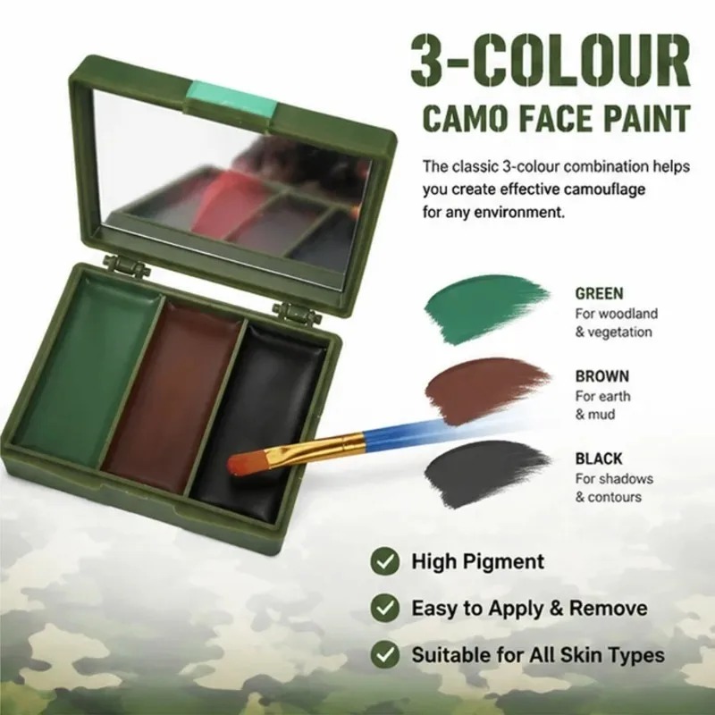 Three-Color Camouflage Face Pa - Camo Face Paint review and price